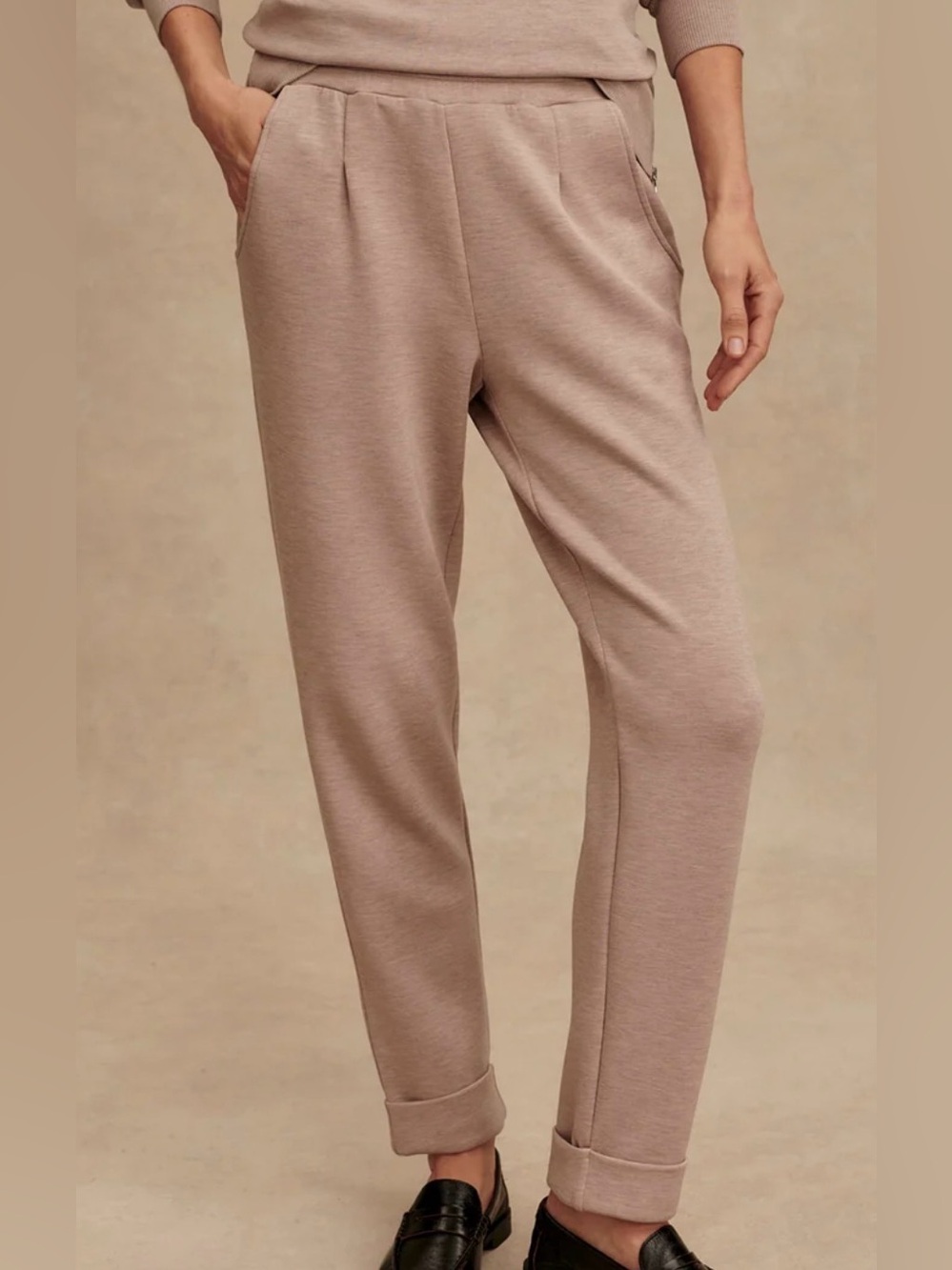 Varley Doublesoft Rolled Cuff Pant in Taupe Marl